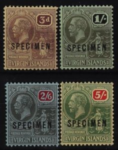 BRITISH VIRGIN ISLANDS 1922 KGV Badge set 3d to 5/- wmk mult crown SPECIMEN.