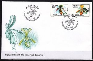 Vietnam Dem Rep., Scott cat. 2829-2830. Orchids, IMPF issue. First day cover. ^