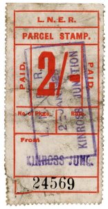 (I.B) London & North Eastern Railway : Parcel Stamp 2/- (Kinross Junction)