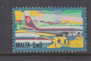 MALTA, 1981 Industry, Air Transport, Three Pounds, used.