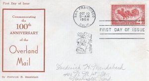 1120 4c OVERLAND MAIL - Rare Frederick Mandabach