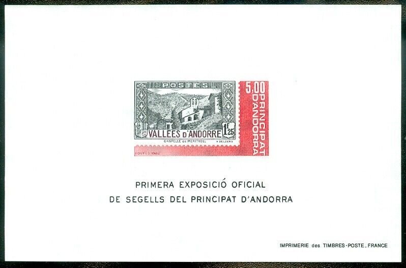 EDW1949SELL : FRENCH ANDORRA 1982 Scott #298 Imperforated S/S VF, Mint NH.