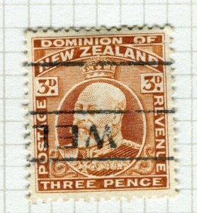 NEW ZEALAND; 1909 early Ed VII issue fine used Shade of 3d. value