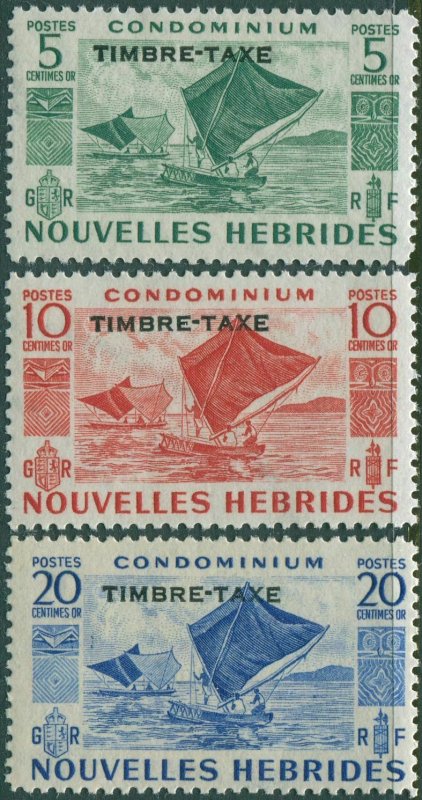 New Hebrides French due 1953 SGFD92-FD94 Outrigger Canoes TIMBRE-TAXE MLH 