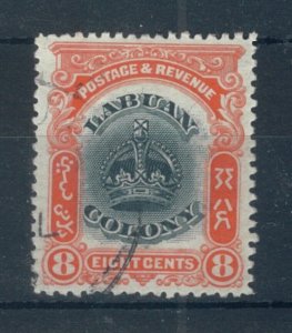 Labuan 1902 Crowns 8c black & orange stamp. Fine Used (Not CTO). Sg 121