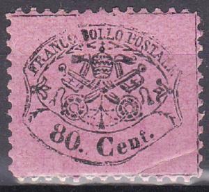 Roman States Italy SC #25 Gelli & Tani II Reprint Stamp 80c. Unused OG.