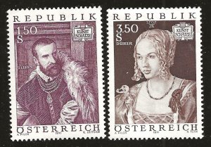 AUSTRIA #894, 896 MH  1.50s, 3.50s 1971