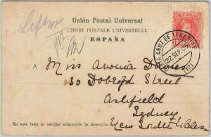 58429  -  SPAIN  - POSTAL HISTORY: MEDALLON  on POSTCARD to NSW AUSTRALIA - 1905