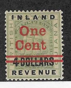 British Guiana #151  1c on $4 red overprint   (U)  CV $7.50