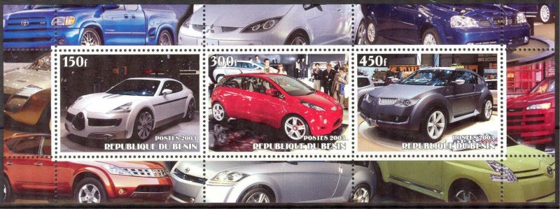 Benin 2003 Cars Sheet of 3 MNH Private