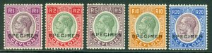 SG 363-367s Ceylon 1927-29 set of 5, overprinted specimen with all values...