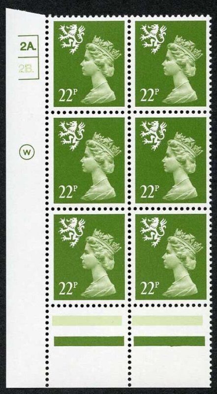 S-JAD22B 22p Yellow Green Scotland Waddington ACP/PVAD Cyl 2A/2B Dot U/M