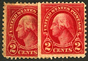 U.S. #554X2 USED REMOVED CANCEL DIST REVERSE 