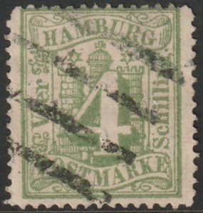 Hamburg 1864 Sc 18 used line cancel