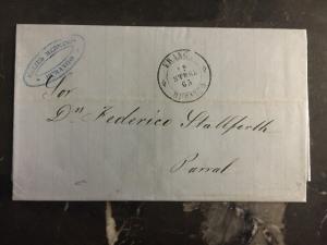 1865 Durango Mexico Stampless Letter sheet Cover To Parral Chihuahua