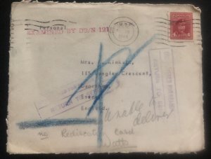 1944 Canada Army Censored Front Cover To Dagenham England Returned To Sender