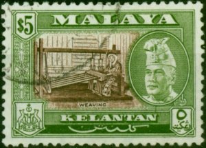 Kelantan 1957 $5 Brown & Bronze-Green SG94 Fine Used