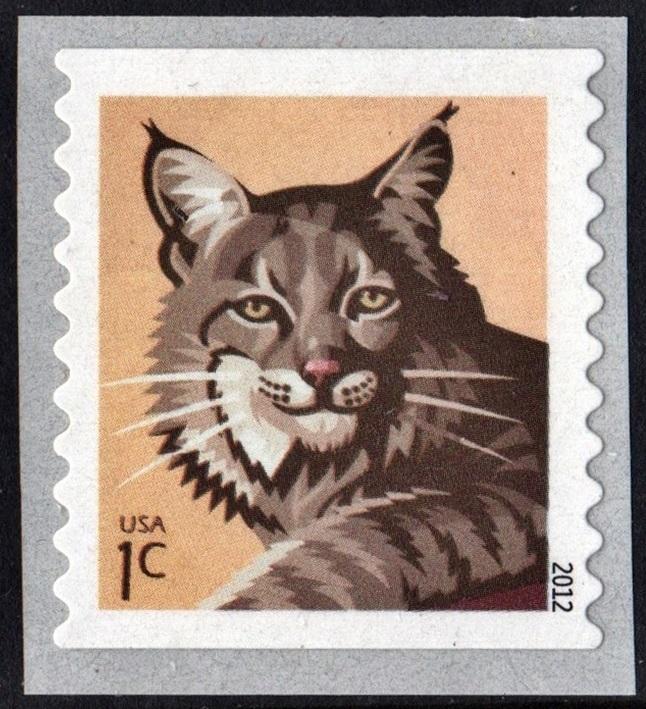 SC#4672 1¢ Bobcat Coil Single (2012) SA