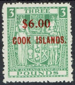 COOK ISLANDS 1967 ARMS NEW ZEALAND $6.00 ON 3 POUNDS MNH **