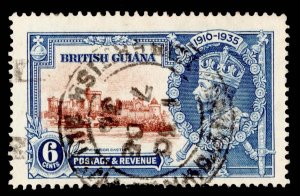 British Guiana Scott 224 Used with pulled perforation.