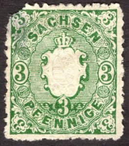 1863, Saxony 3pf, MNG faulty, Sc 15