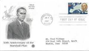 US 3141 (FDC, PCS cachet) 32¢ George C. Marshall (1997)