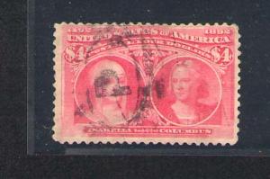 U.S. #244 Used, $4 Columbian, good color, Cent...