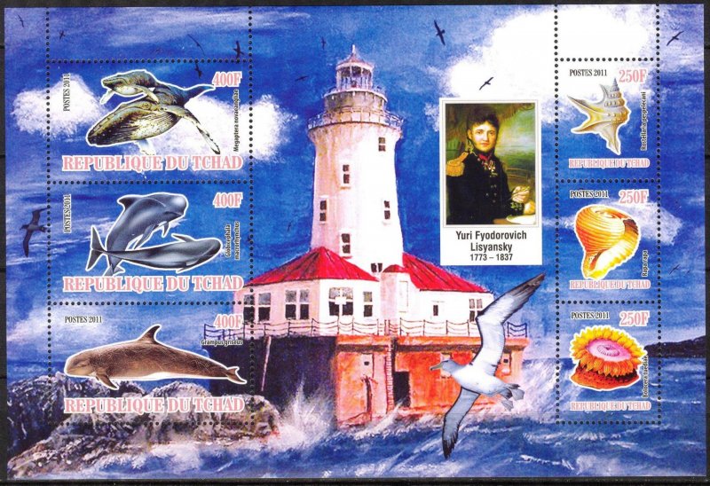 Chad 2011 Lighthouses Shells Whales (10) MNH Cinderella !