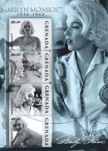 Grenada 2008 - Marilyn Monroe - Sheet of 4 IMPERF Stamps - Scott #3716 - MNH
