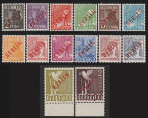 GERMANY - WEST BERLIN 1949 red overprint set. MNH **. cat £1700. Scarce genuine.