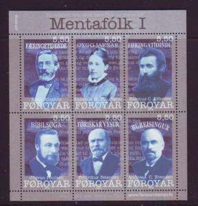 Faroe Islands Sc 504 2008 Famous People stamp sheet mint NH