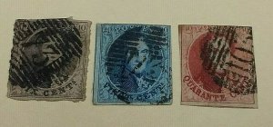 KAPPYSSTAMPS BELGIUM #10b, 11b, 12b 1858 LEOPOLD SET OF 3 USED GS1181