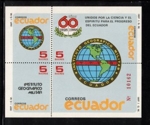 ECUADOR Sc 1173 NH ISSUE OF 1988 - SOUVENIR SHEET - MAP