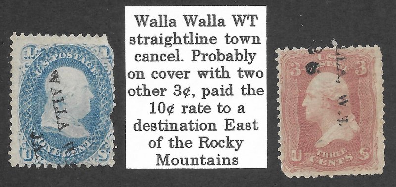 Doyle's_Stamps: Walla Walla, Wash. Territorial Cancels, Scott #63 & #65