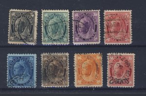 8x Canada Victoria Leaf Stamps #66 to #72 & #87 Guide Value = $72.00