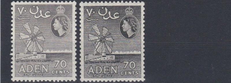 ADEN    1953 - 63    S G  60 + 61         2 X 70C VALUES     MH 