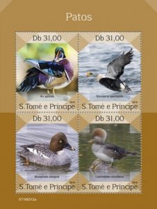 St Thomas - 2019 Ducks on Stamps - 4 Stamp Sheet - ST190312a