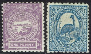 NEW SOUTH WALES 1888 CENTENARY 1D AND 2D PERF 11 X 12