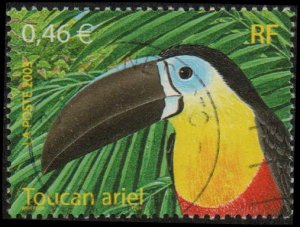 France 2937 - Used - 46c Channel-billed Toucan (2003) (cv $1.10)