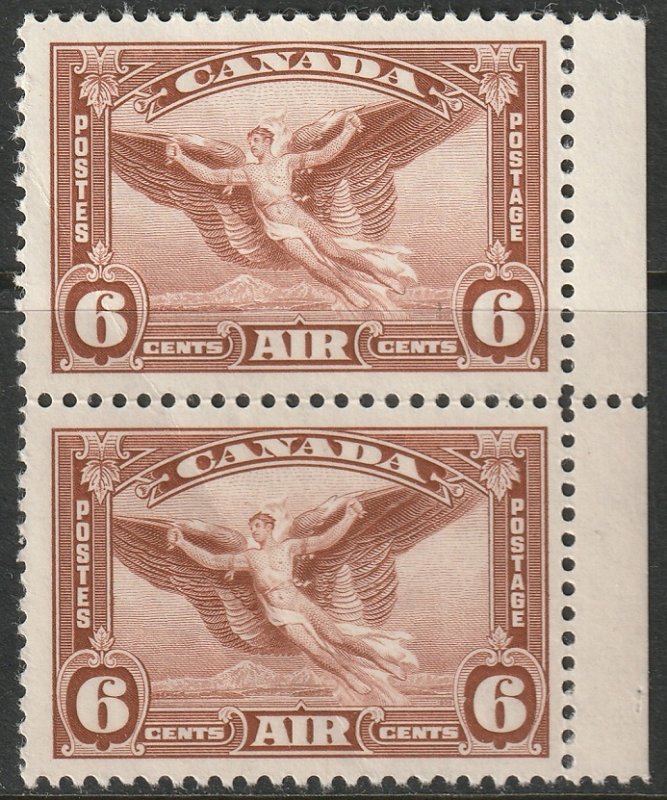 Canada C5 air mail pair MNH with crease Canada, Air Mail Stamp / HipStamp