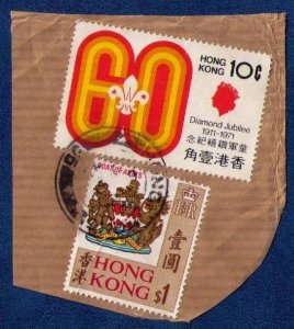 HONG KONG (1968-1971) 246,262 x2 Cut Corners Used Coat of Arms,Jubilee F-VF