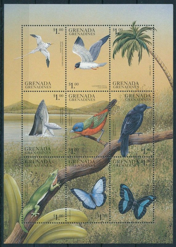 [108897] Grenada Grenadines 1999 Birds butterflies lizard whale Mini sheet MNH 