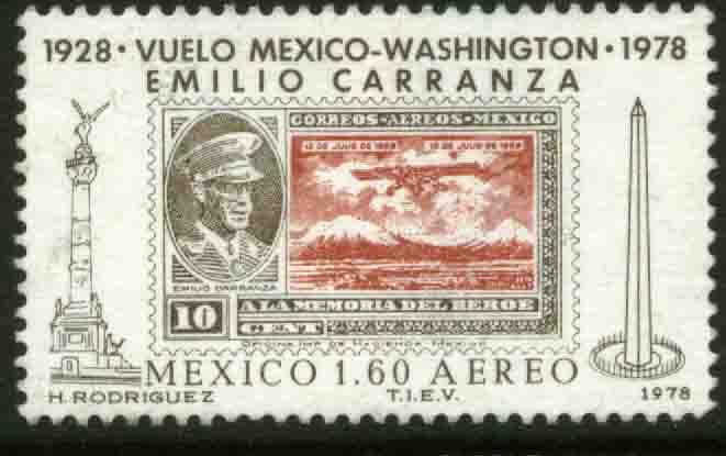 MEXICO C569 50th Anniv of the Flight of Emilio Carranza MINT, NH. VF.