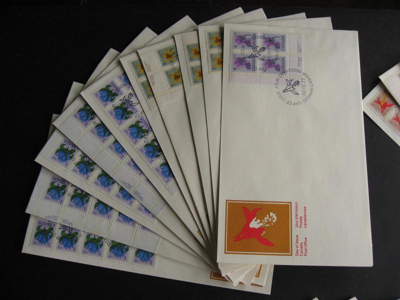 Canada 50 different 1970s FDC Blocks, MS, PB, HV etc