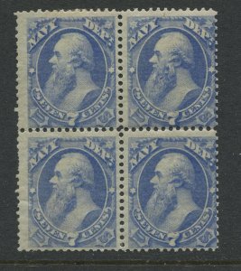 O39 Navy Dept Official Mint Block of 4 Stamps  BY2179