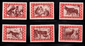 Danish Vignette Stamps Lot of 6 Alfred Jacobsen Animal Pictures- Native Animals