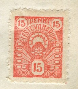 ESTONIA;  1919 early perf issue fine Mint hinged 15p. value