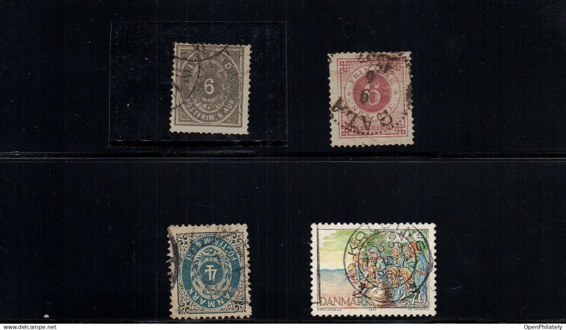 Danmark Denmark early bullseye stamp with Letter watermark Wmk variety and mo...