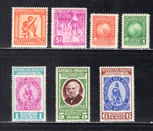 Paraguay  #366, 367, 374-5, 378-0  VF, Unused, OG, Hinged ...... 4910340