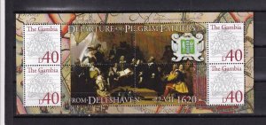 SA02 The Gambia 2008 Departure of Pilgrim Fathers 1620 souvenir sheet